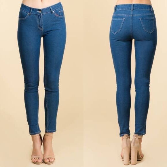 Low Rise Basic Stretch Skinny Denim Jeans - Picture 1 of 6